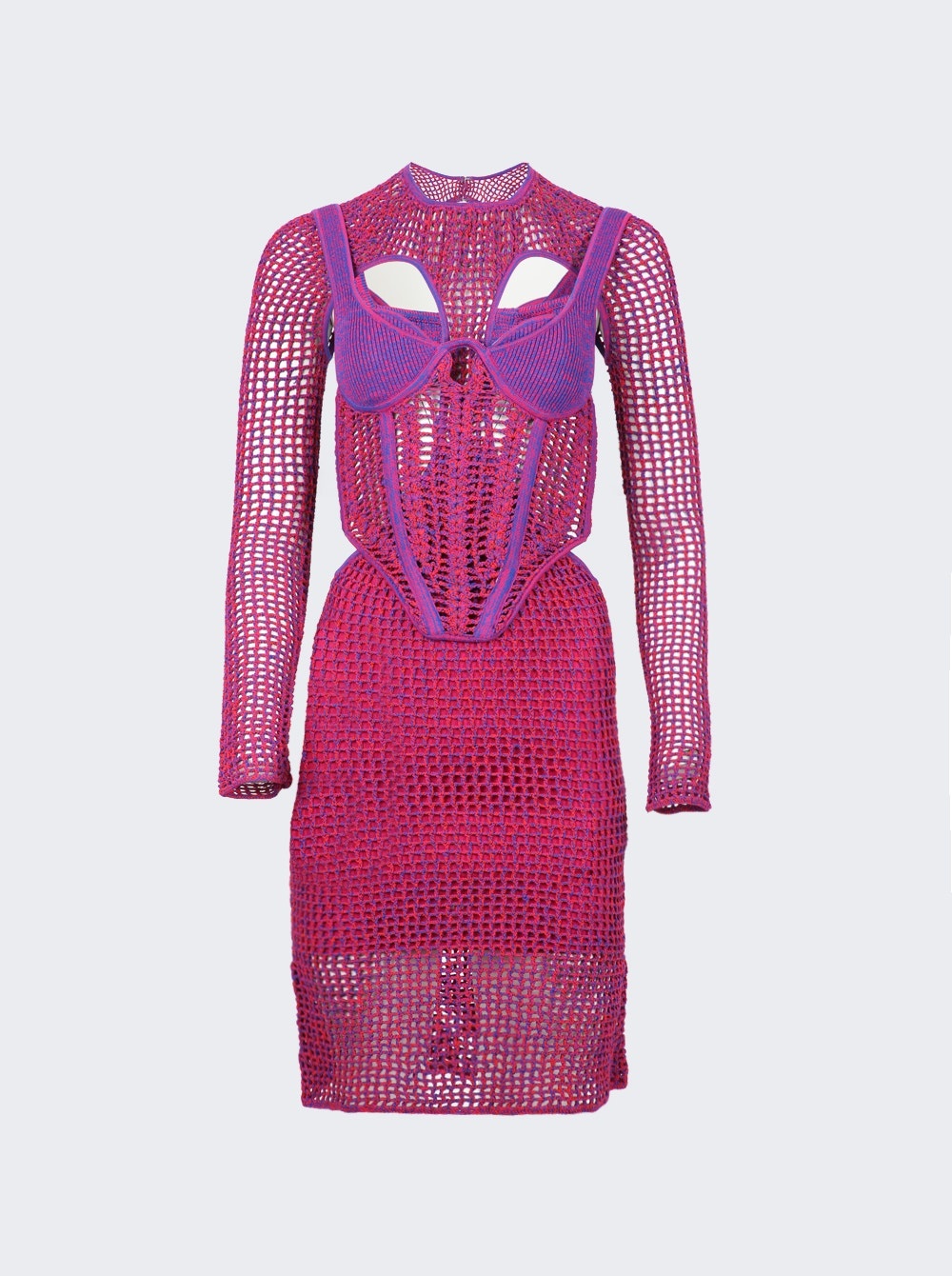 Stirrup Crochet Mini Dress Fuschia - 1