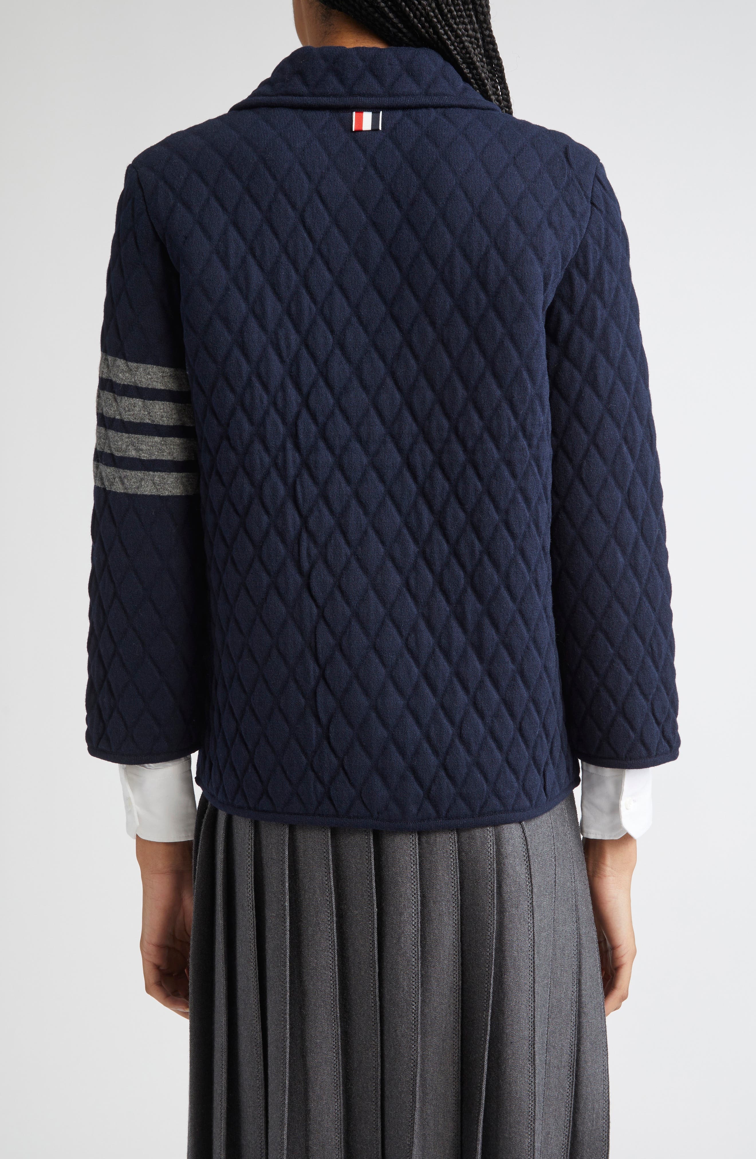 Thom Browne 4-Bar Quilted Virgin Wool Blend Jacket in Navy at Nordstrom - 3
