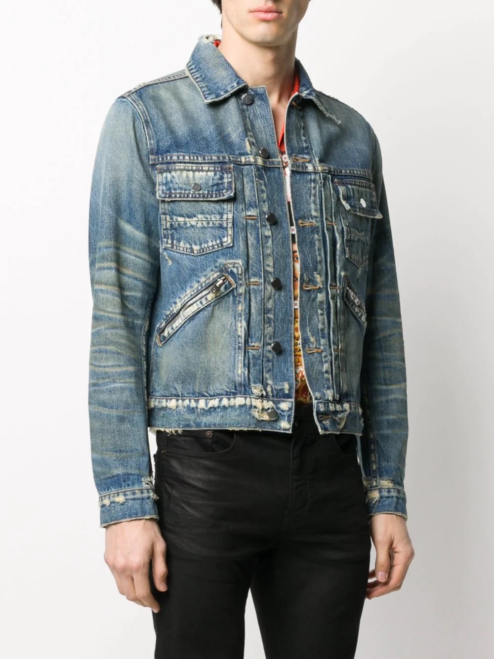 slim-fit denim jacket - 3