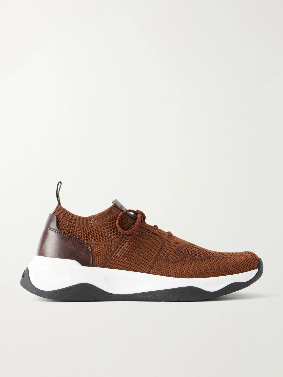Shadow Leather-Trimmed Stretch-Knit Sneakers - 1
