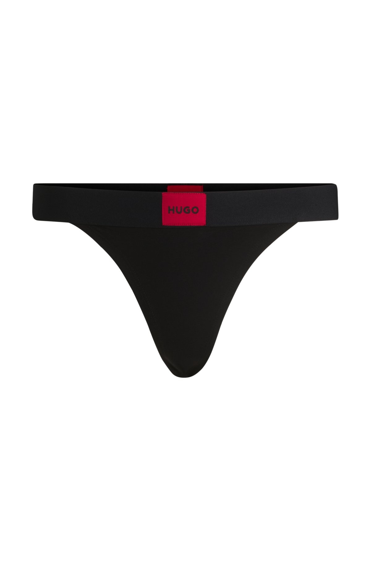STRETCH-COTTON THONG BRIEFS WITH RED LOGO LABEL - 1