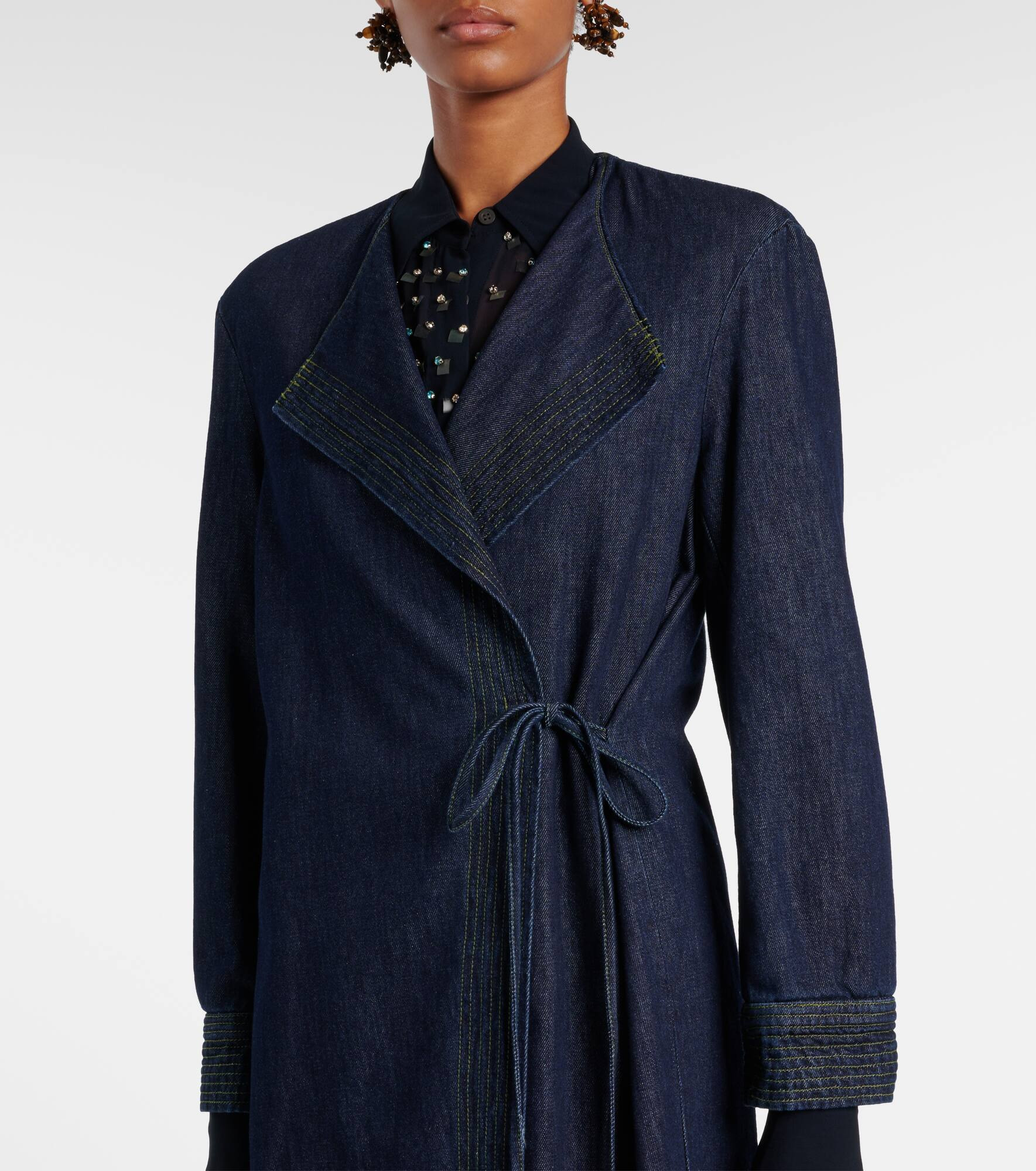Denim wrap coat - 6