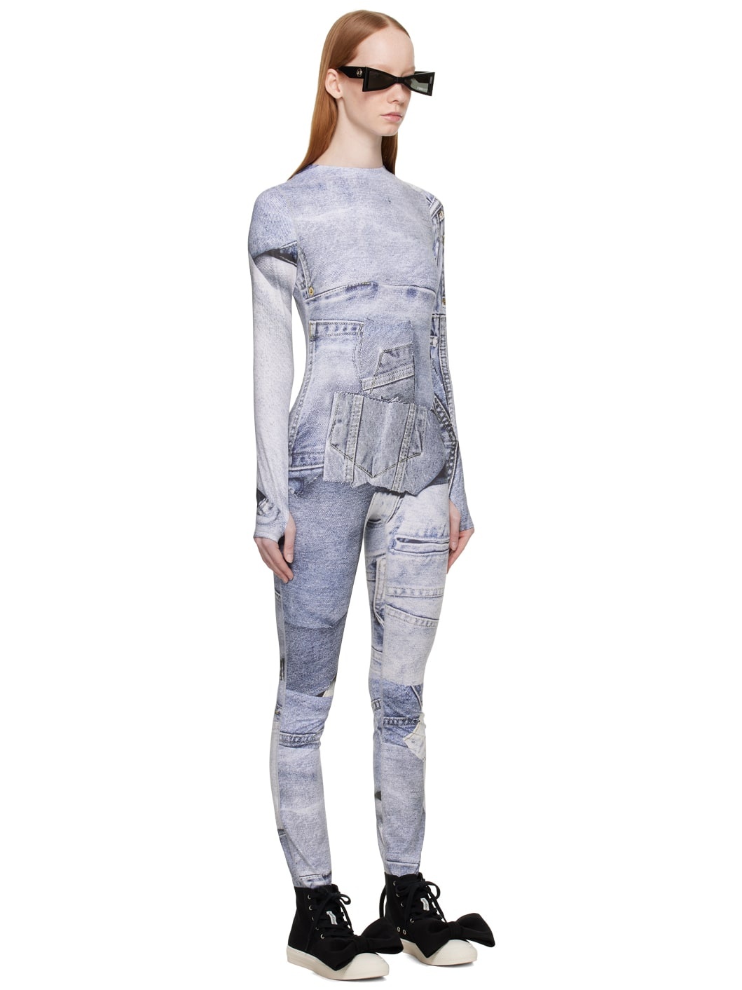 Blue Printed Bodysuit - 2
