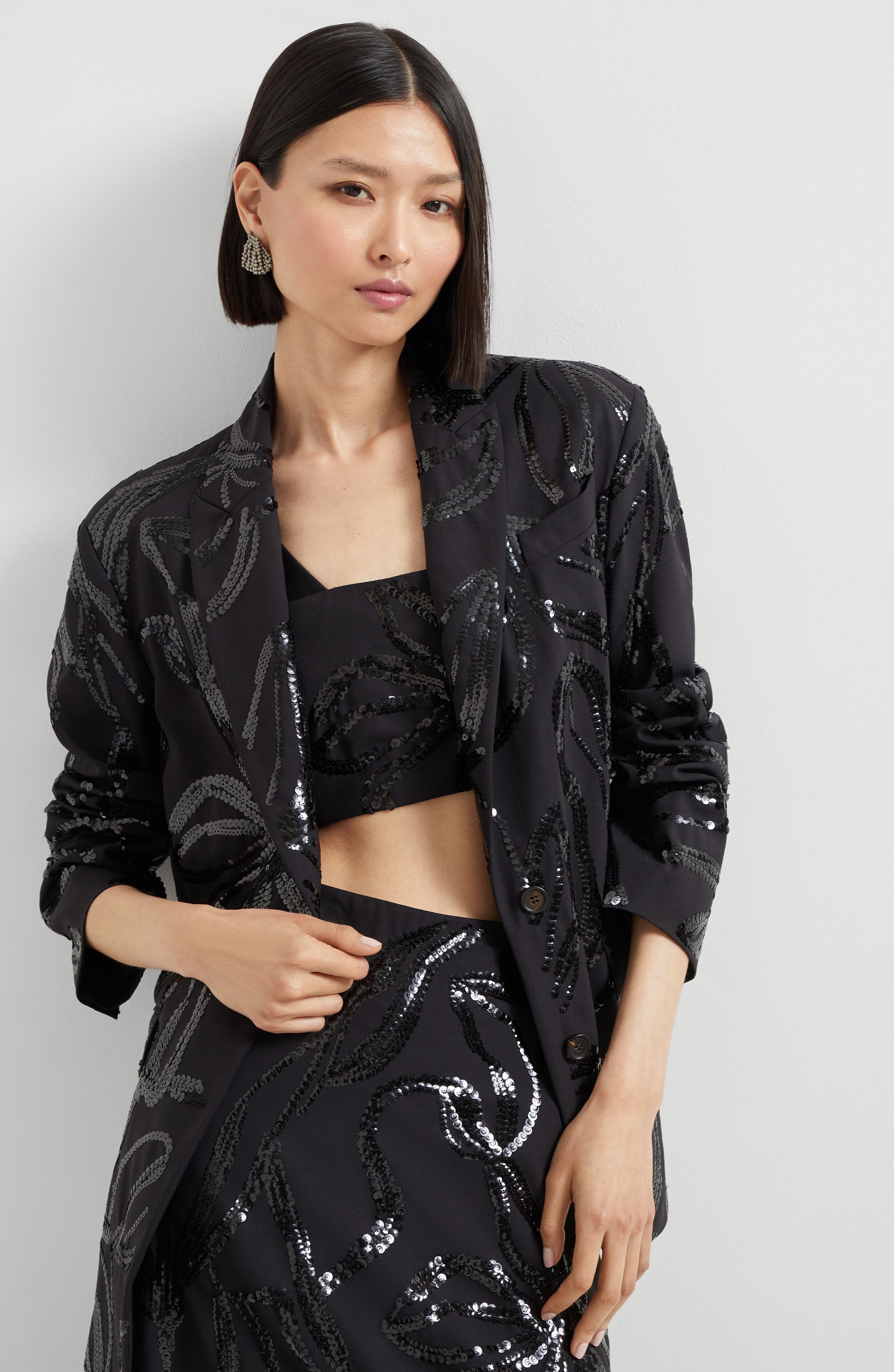 Brunello Cucinelli Blazer with dazzling floral embroidery in Black at Nordstrom - 5