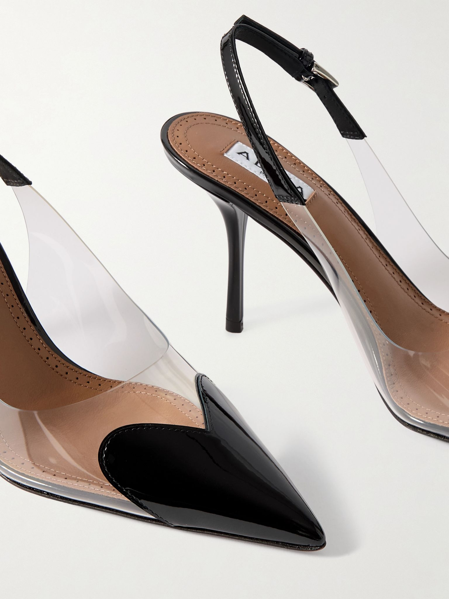 Le Cœur patent-leather and PVC slingback pumps Black - 4