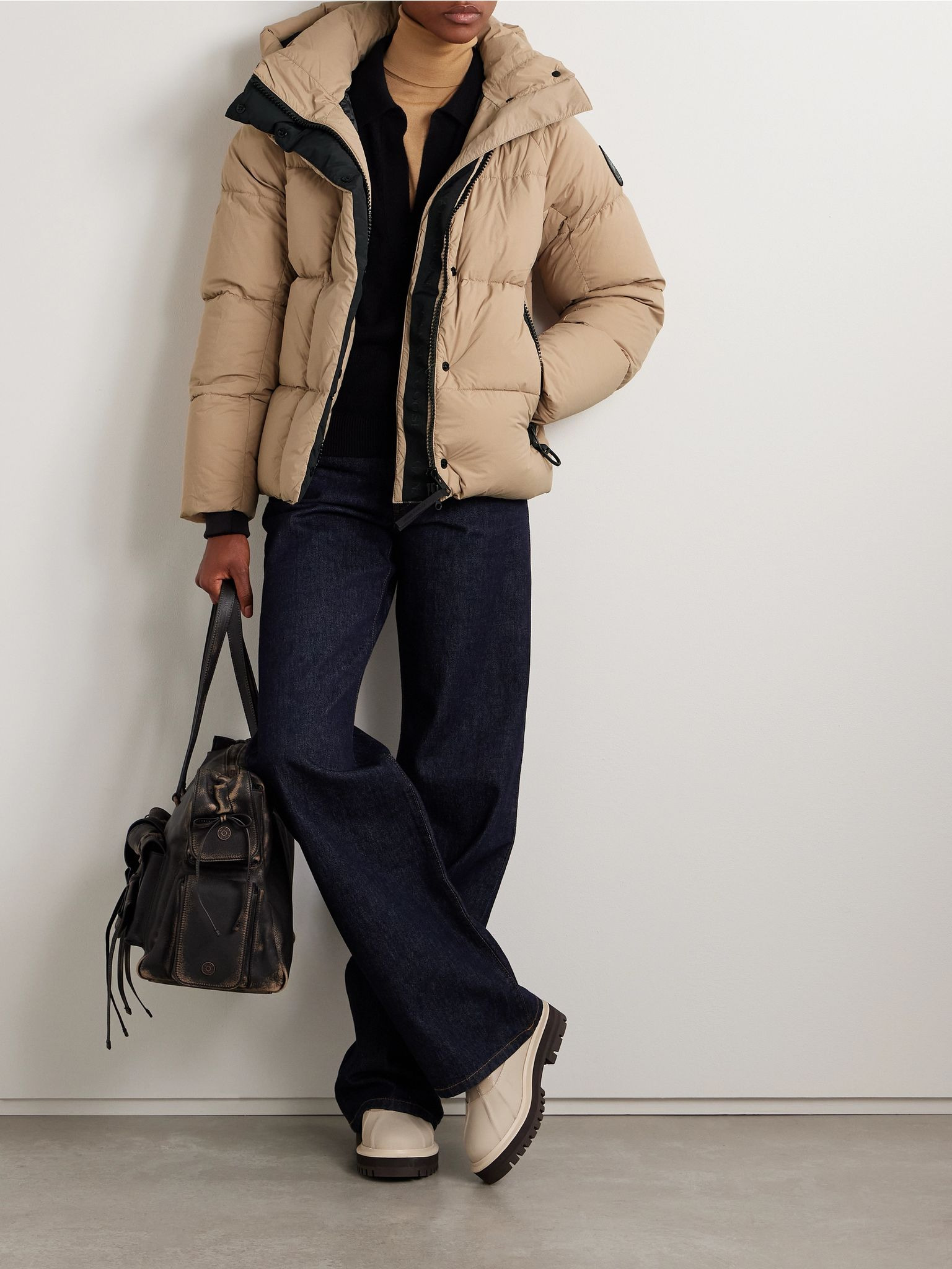 Junction hooded quilted shell down jacket Beige - 2
