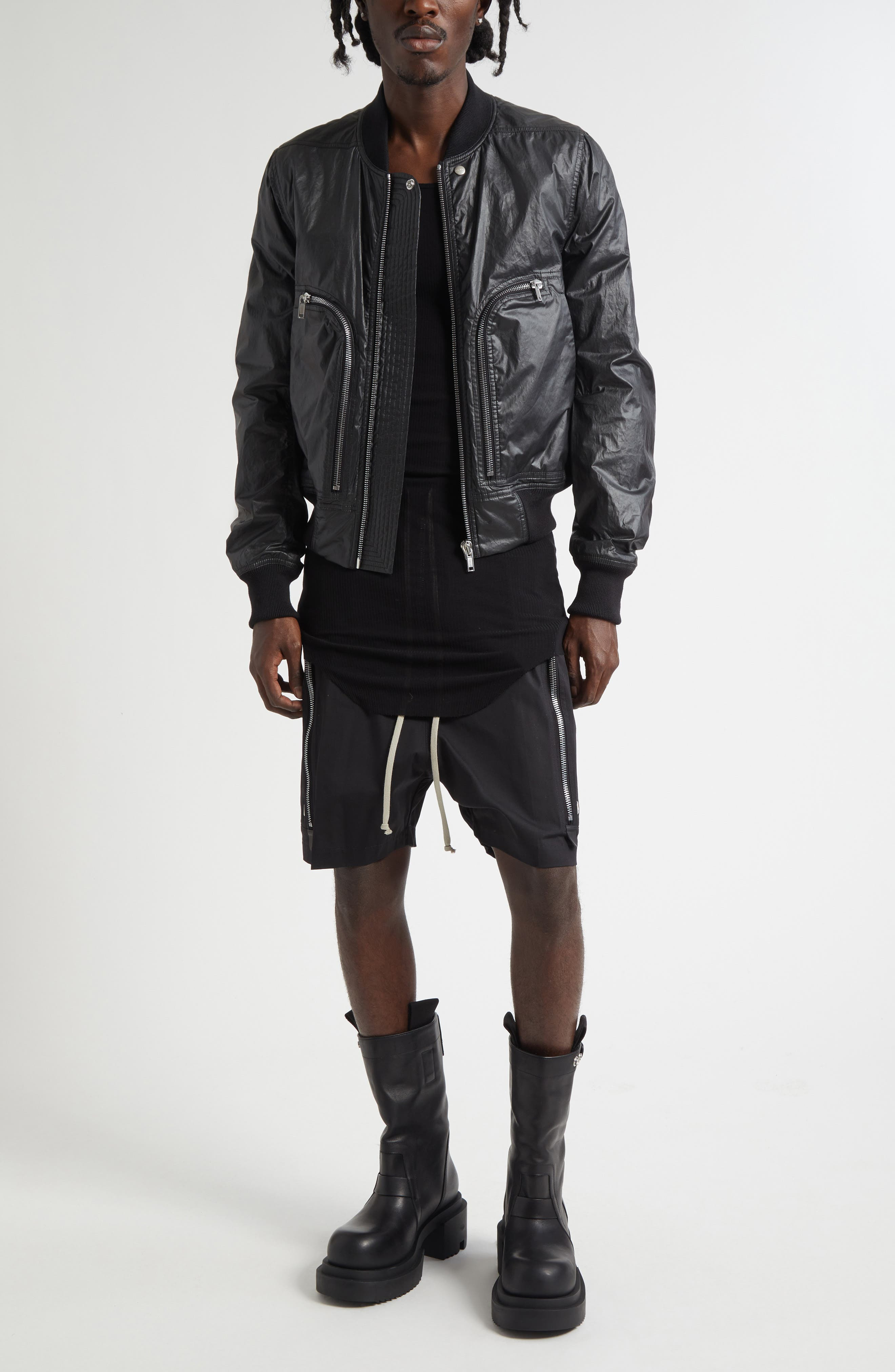 Rick Owens Bauhaus Coated Cotton Flight Jacket in Black at Nordstrom - 2
