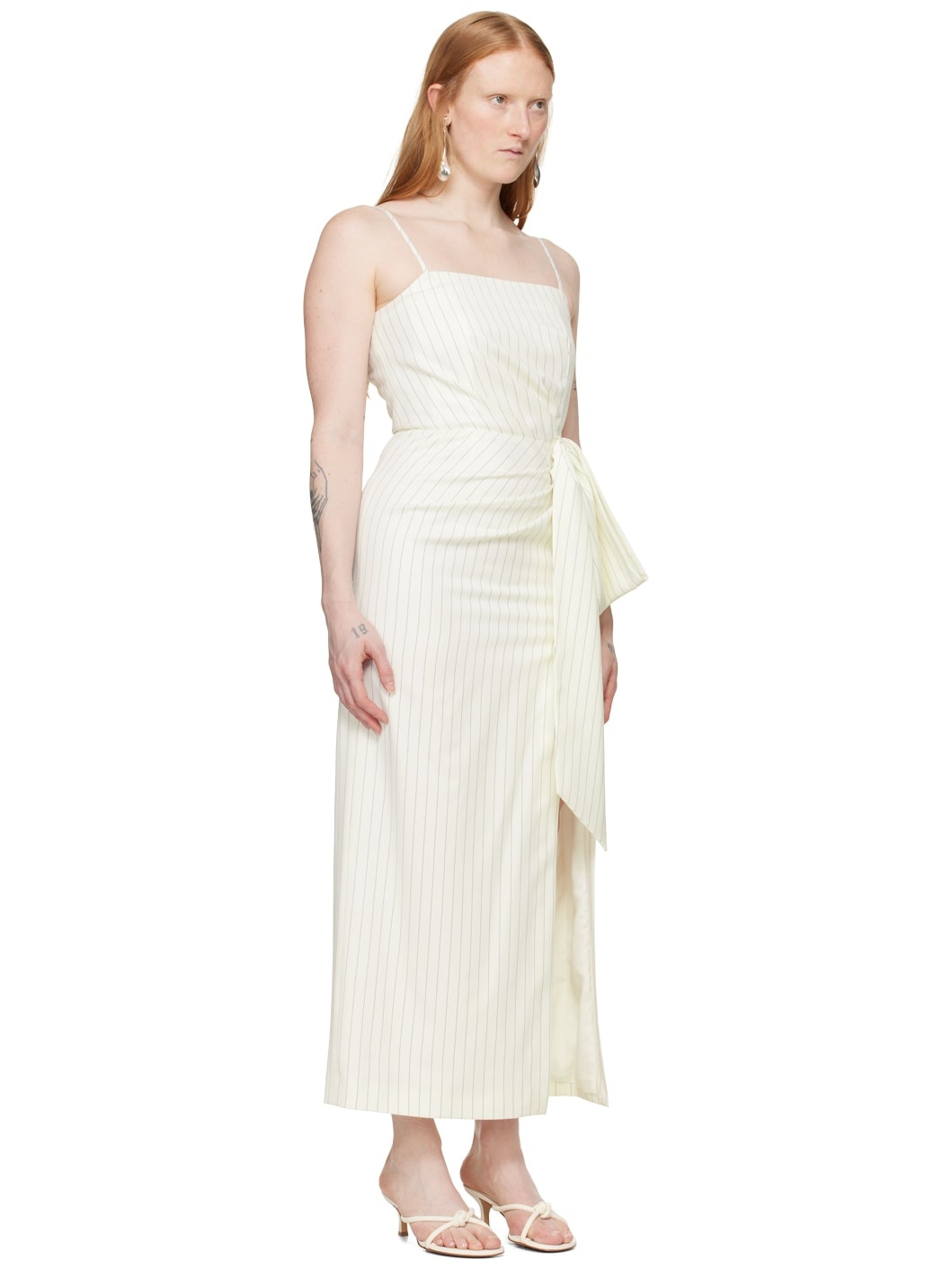 Off-White Pinstripe Maxi Dress - 2