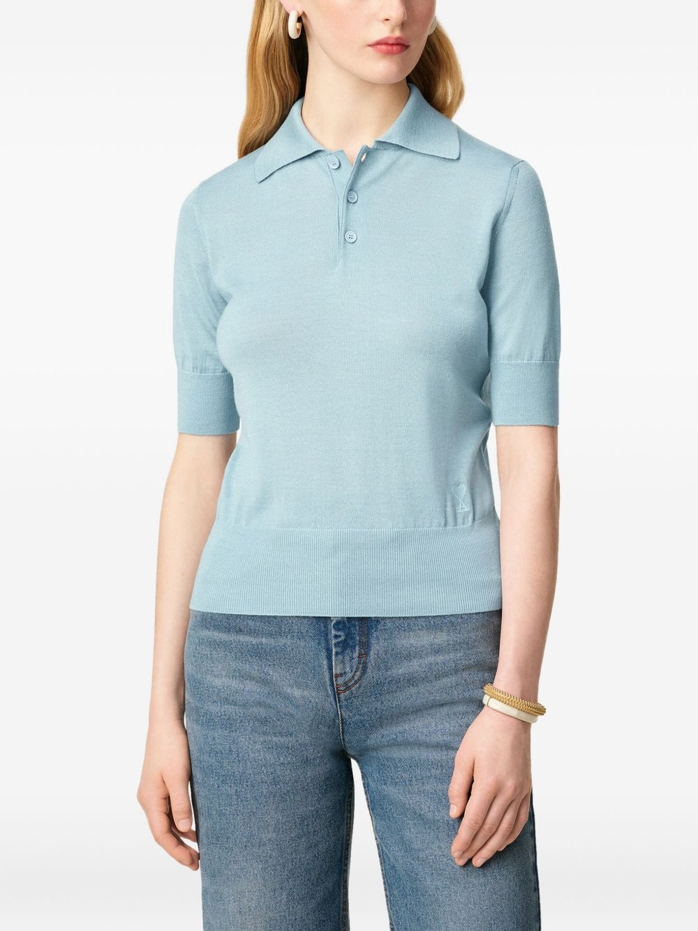 logo-embroidered polo top - 5