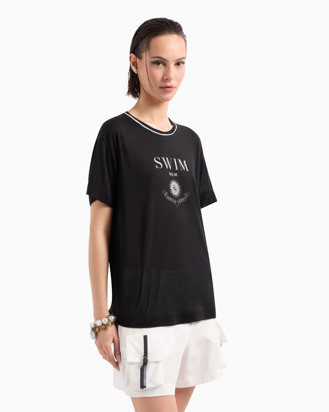 PRINTED SILK AND LYOCELL CREW-NECK T-SHIRT - 4