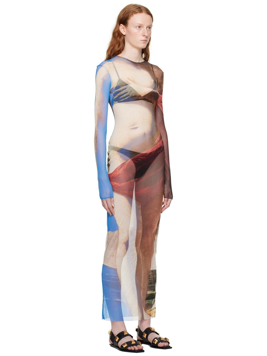 Beige Trompe-L'œil Maxi Dress - 2