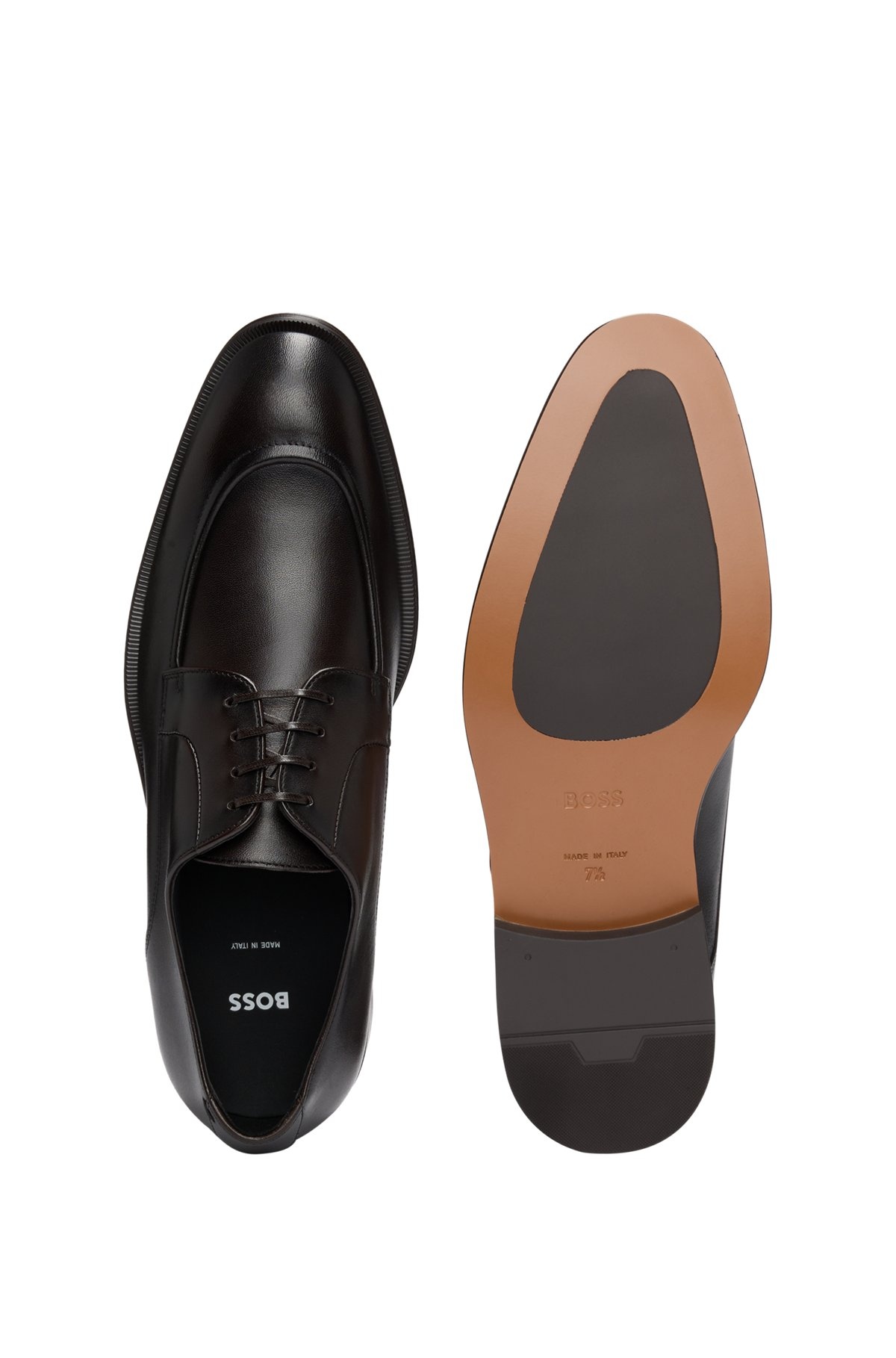LEATHER DERBY SHOES WITH DOUBLE STITCHING ON UPPERS - 4