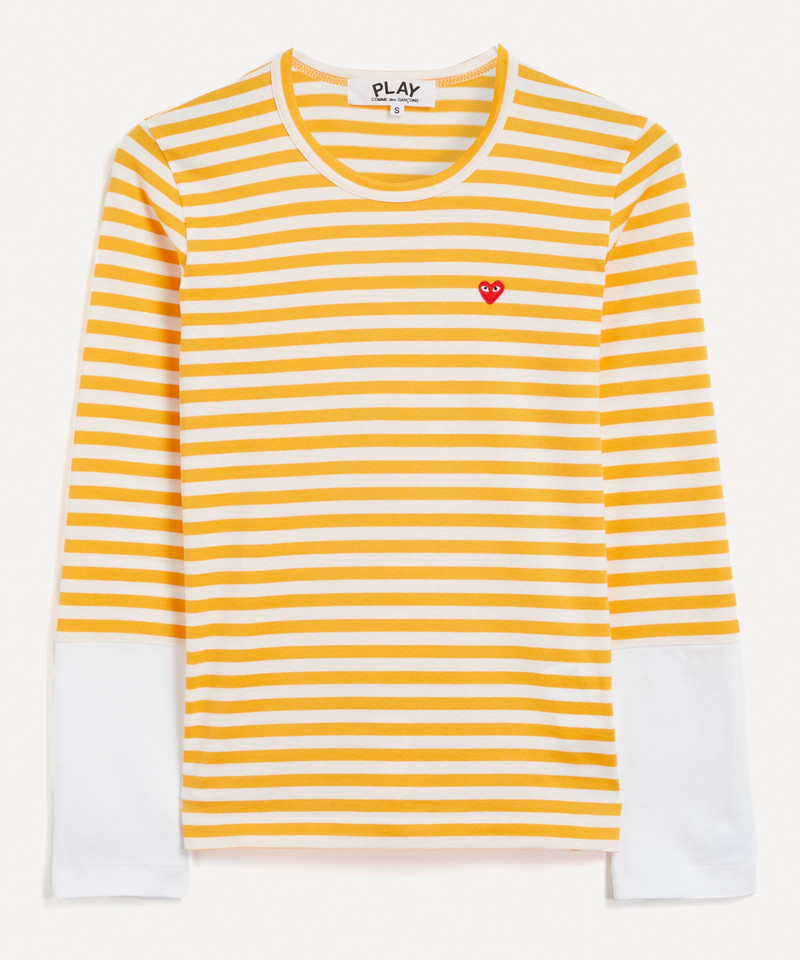 Small Heart Logo Patch Striped T-Shirt - 1