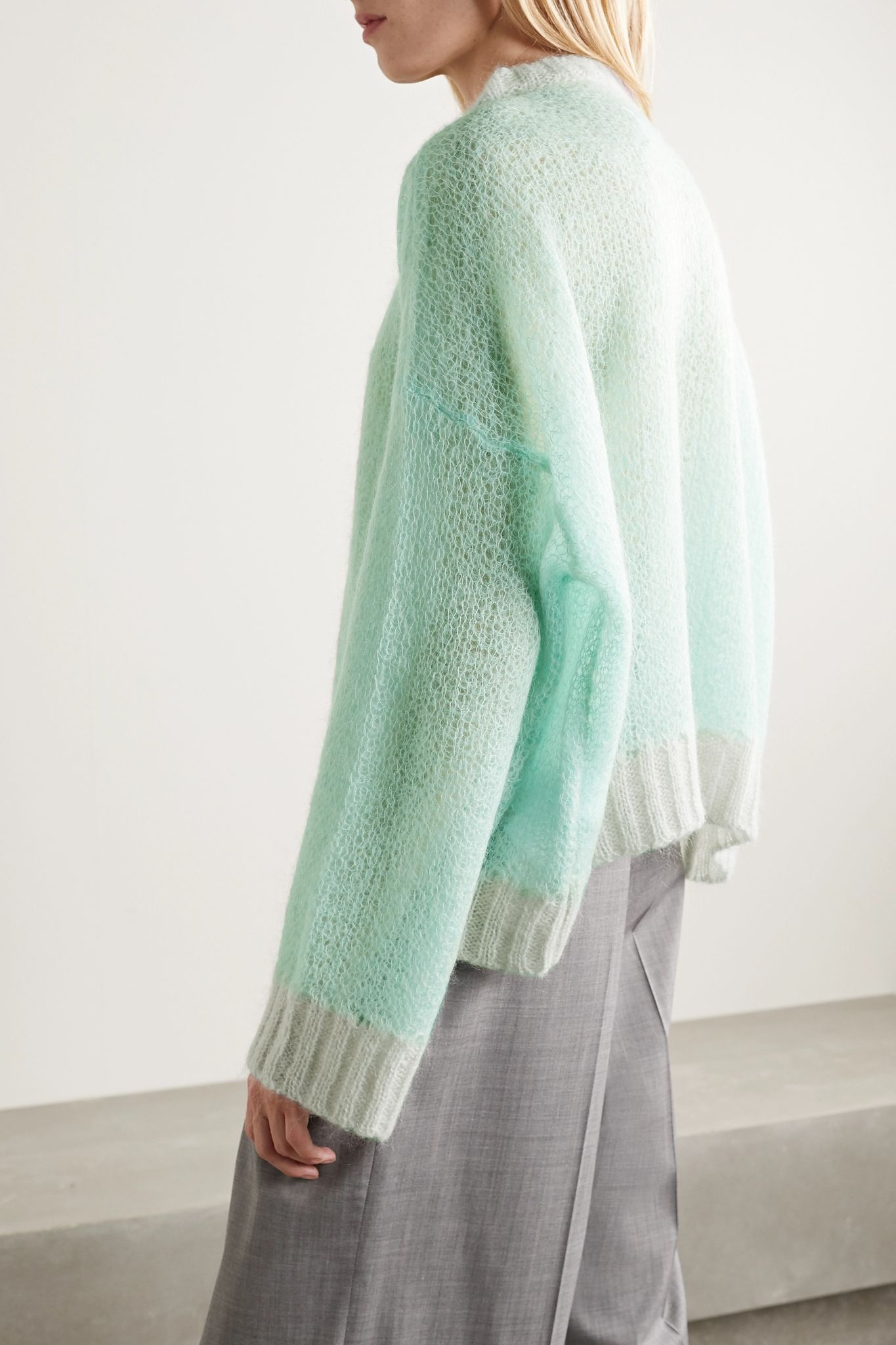 Tubico oversized two-tone open-knit mohair-blend sweater - 4