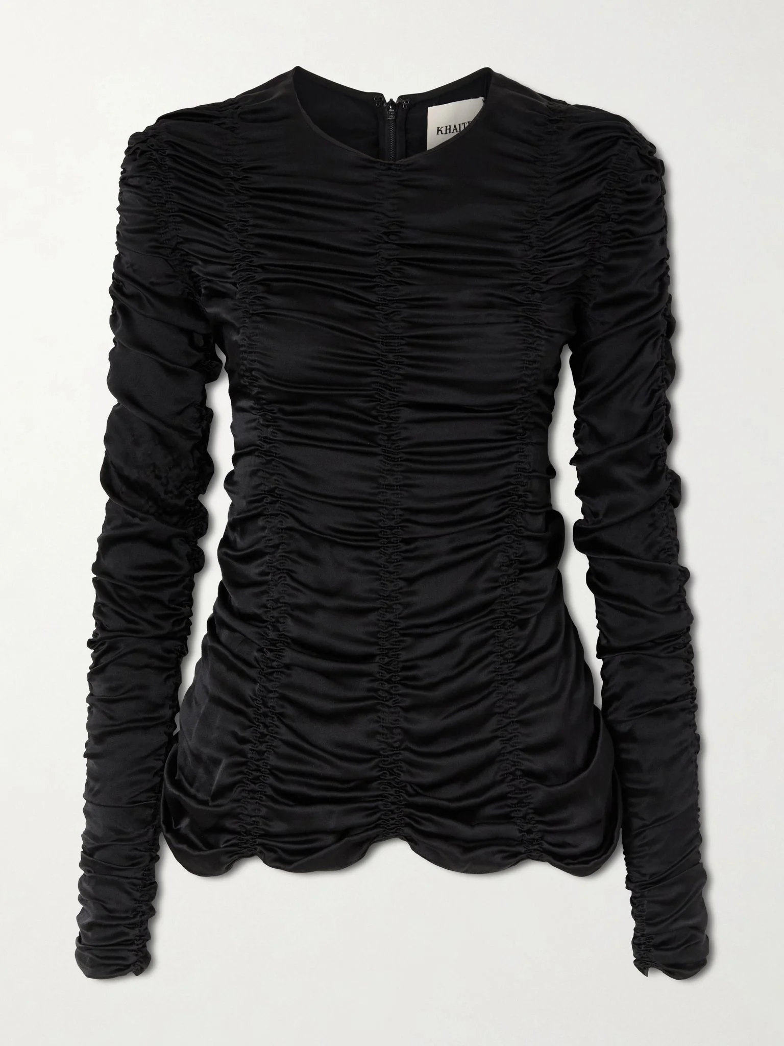 Rory ruched silk-satin top Black - 1