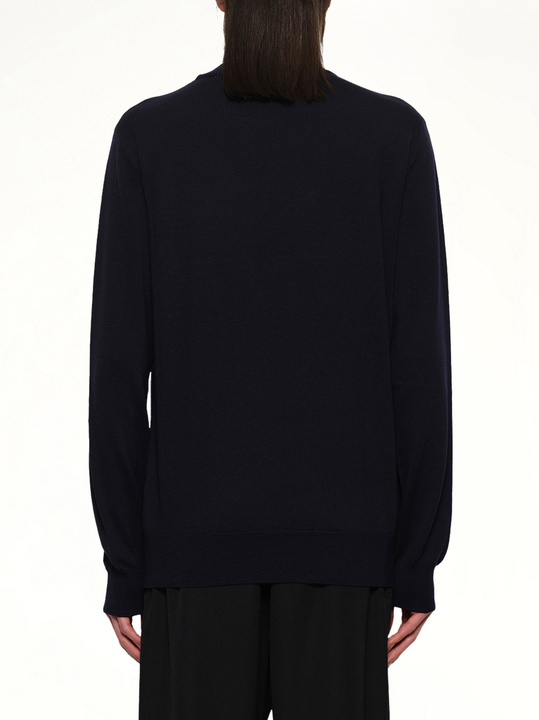 Balmain Big Stamp Knit Sweater in Navy/White - 5