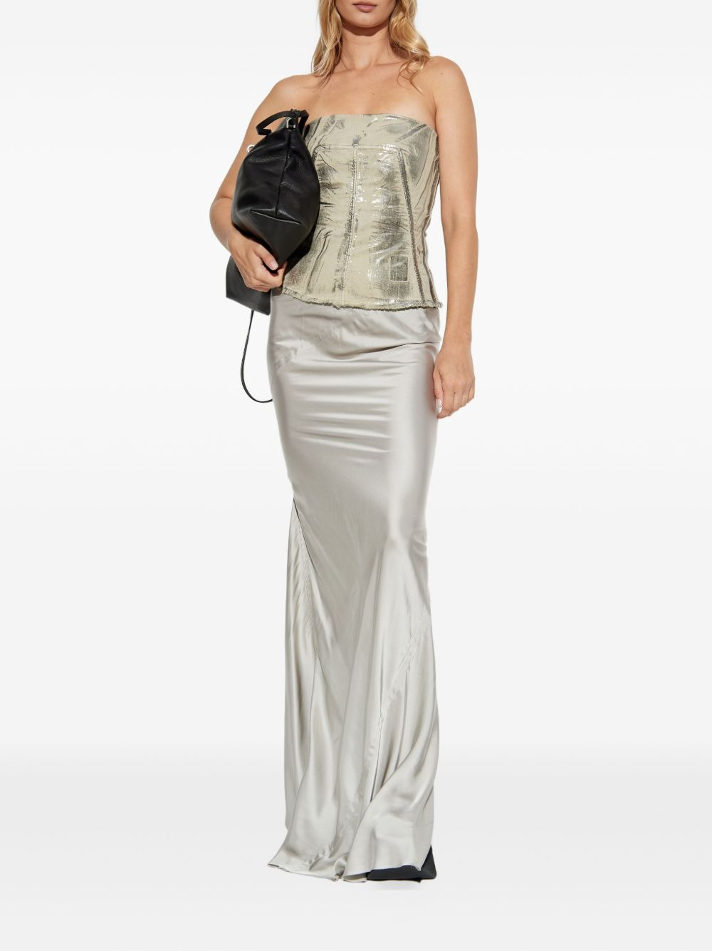 metallic-effect frayed-edge top - 2