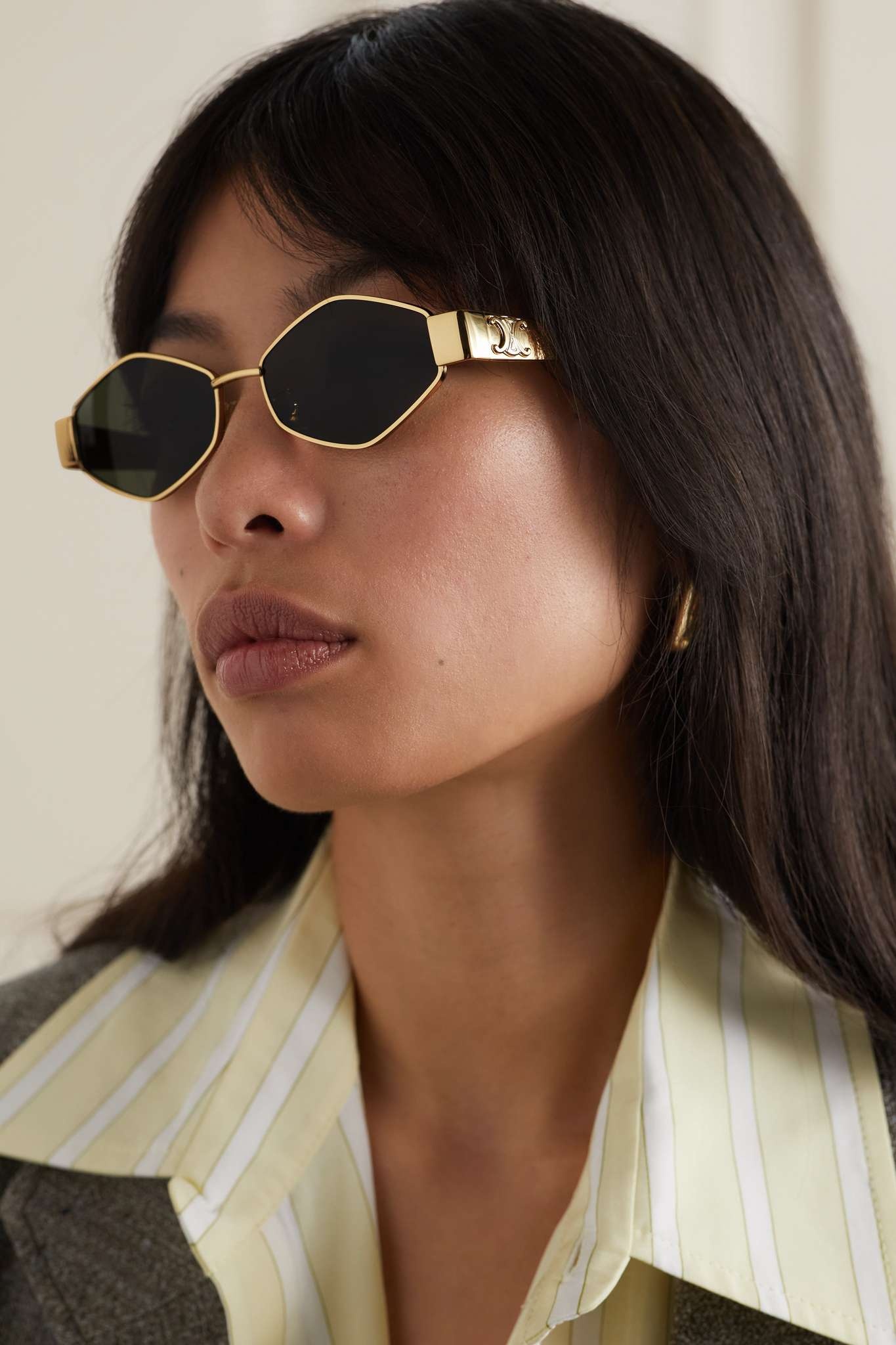 Triomphe hexagon-frame gold-tone and tortoiseshell acetate sunglasses - 2