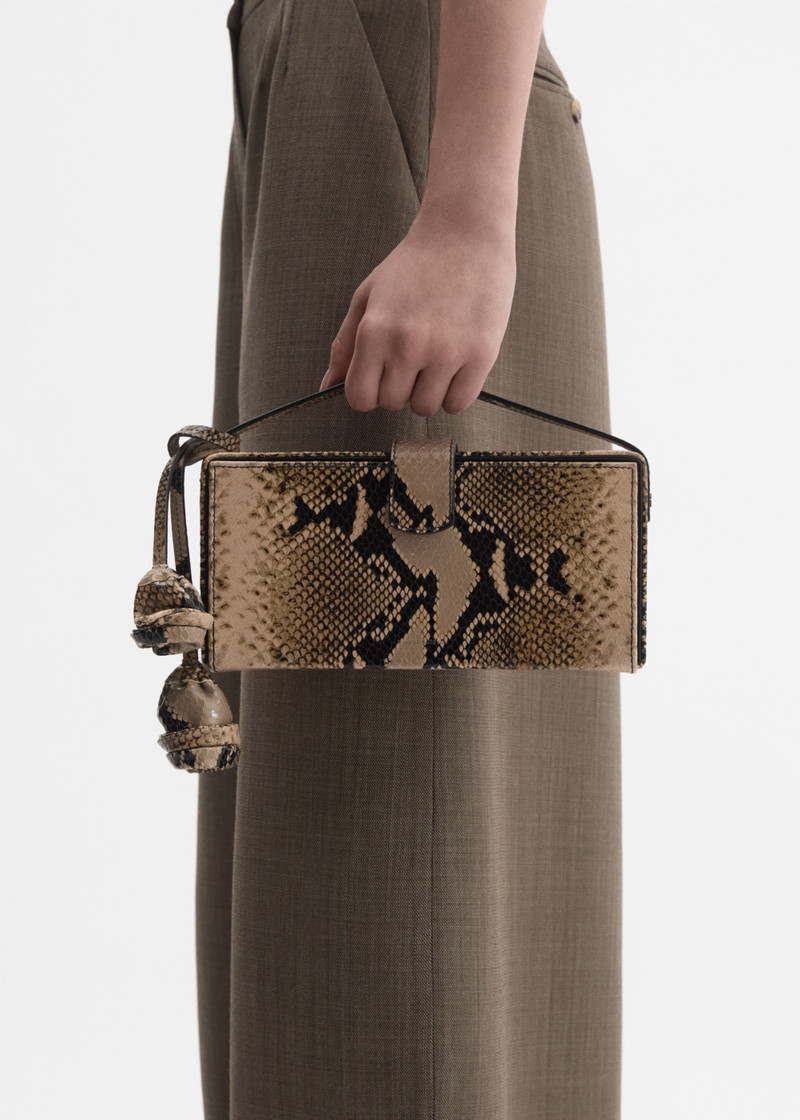 Apolonia bag in beige snake-effect leather 5