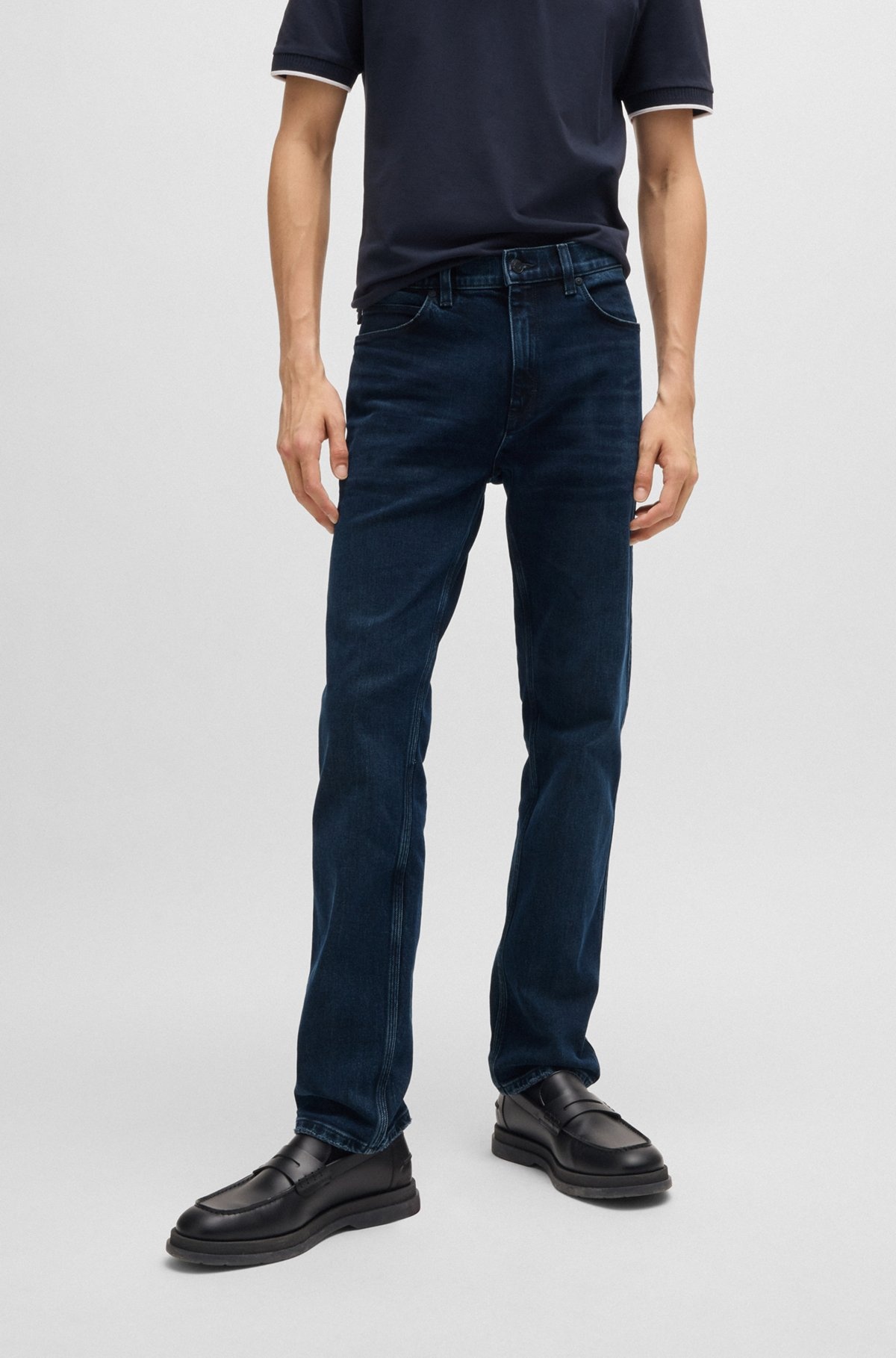 SLIM-FIT JEANS IN BLUE-BLACK STRETCH DENIM - 2