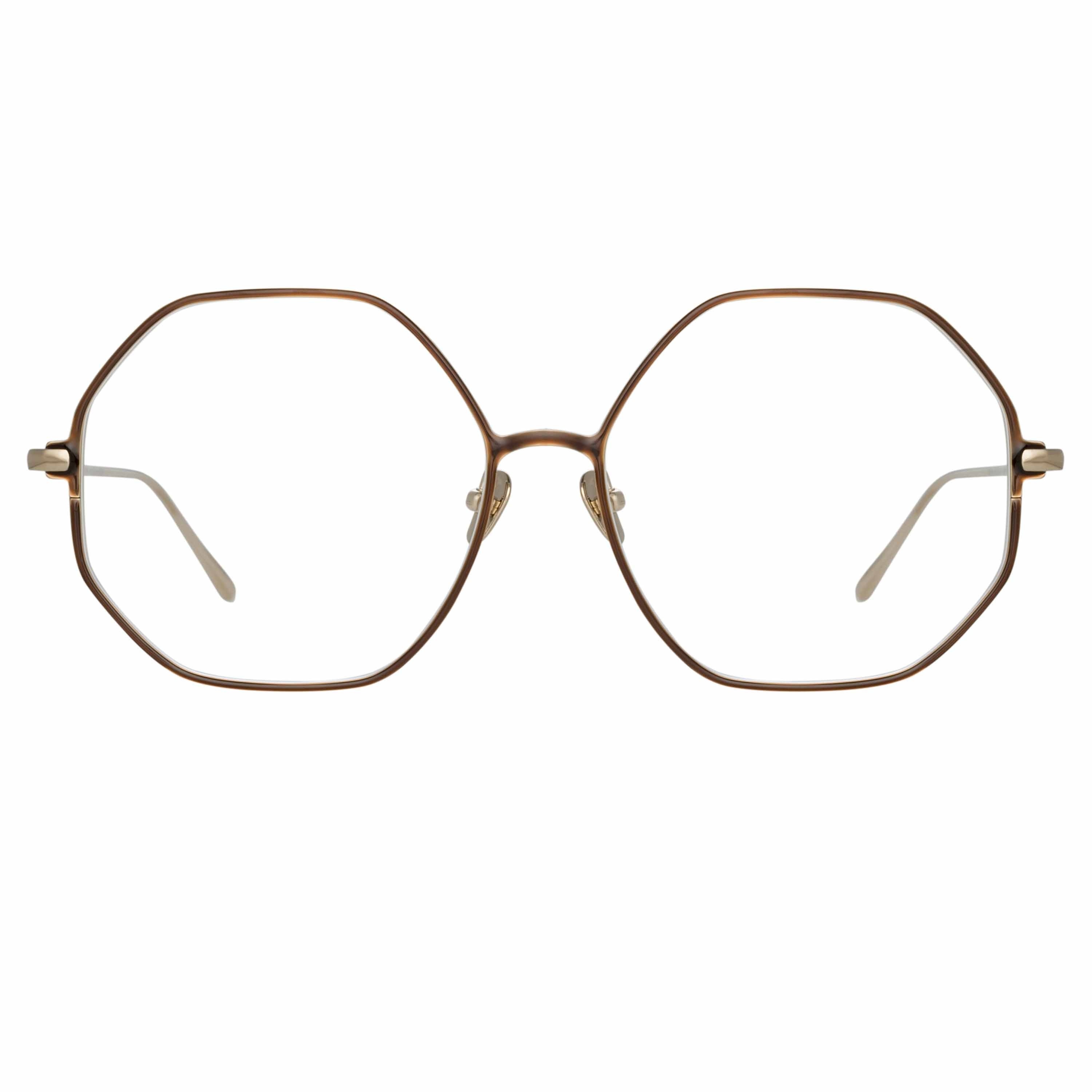 LEIF OVERSIZED OPTICAL FRAME IN LIGHT GOLD AND BROWN - 1