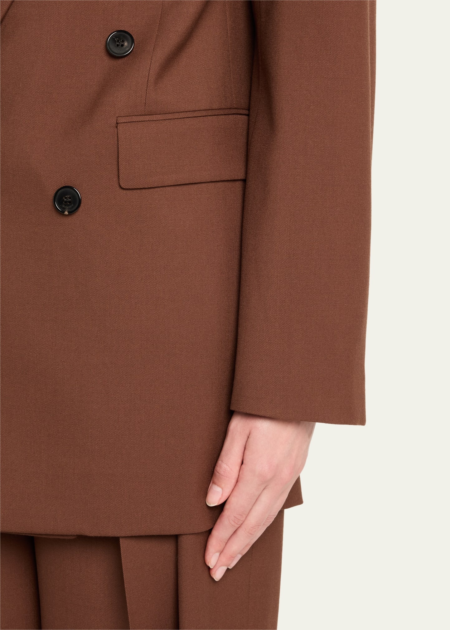 Double-Breasted Strong-Shoulder Blazer - 5