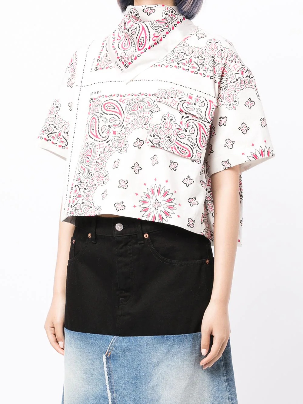 bandana-print cropped cotton T-shirt - 3