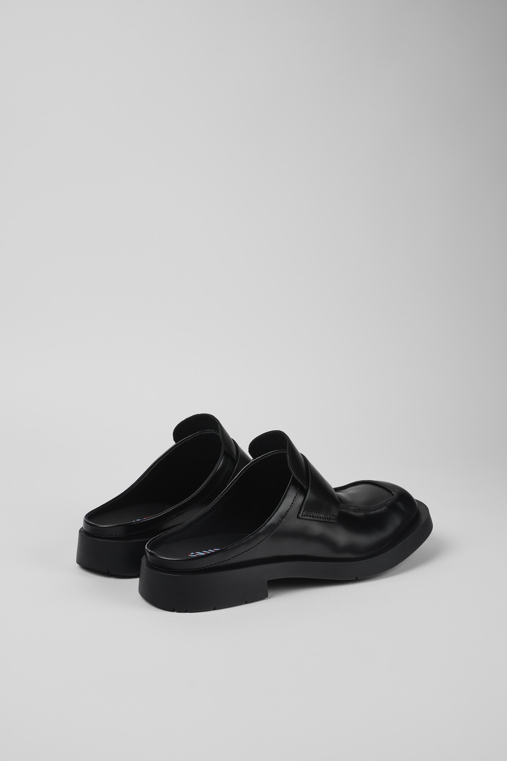 Black leather loafer slide - 3