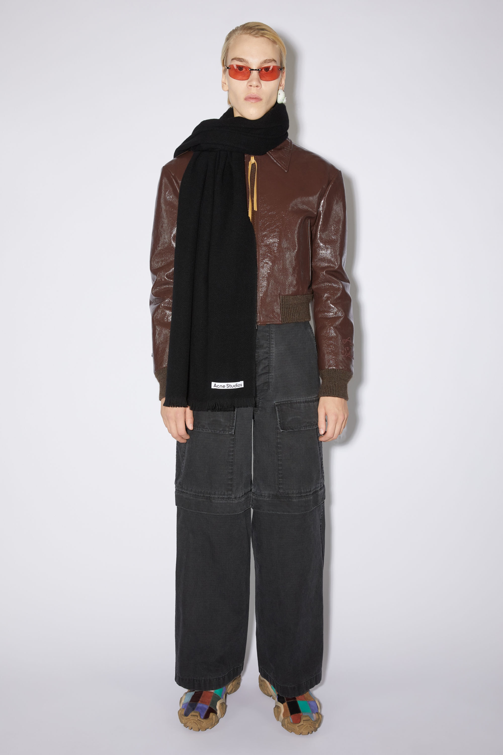 Light wool scarf - Black - 3