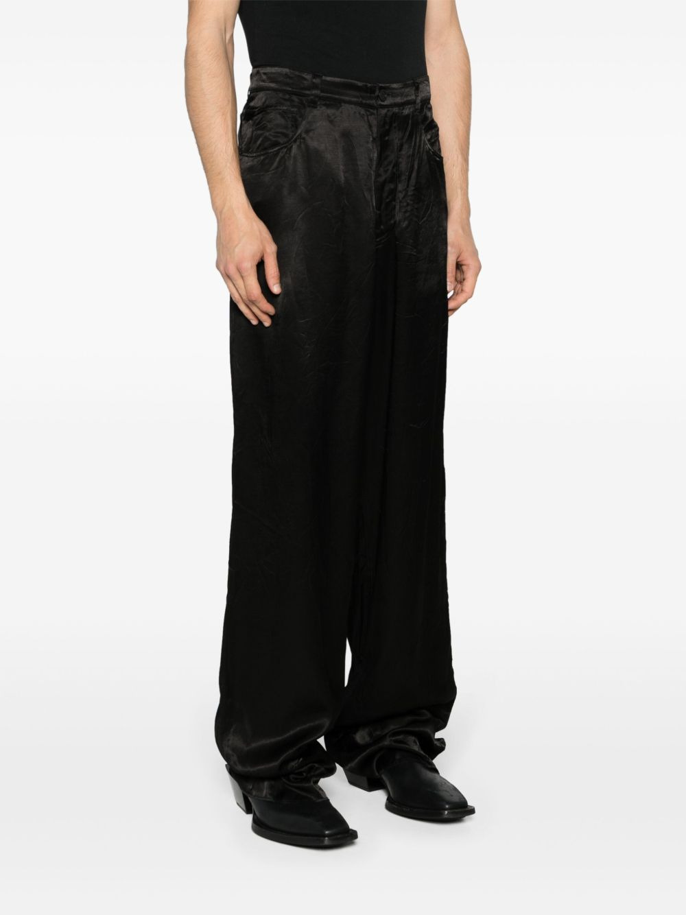 mirror-satin baggy trousers - 4