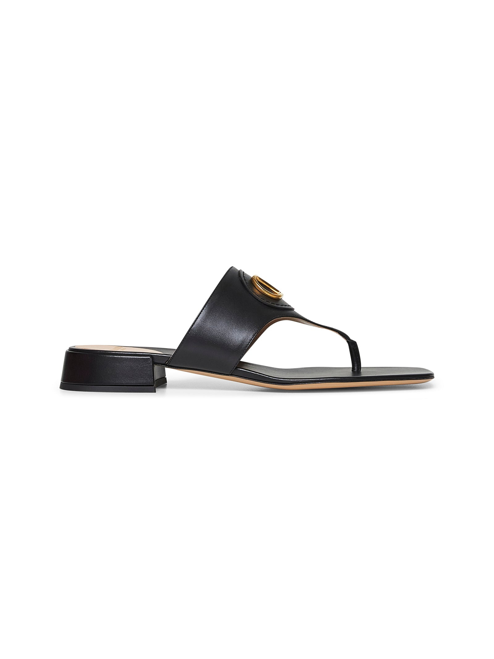 Valentino Garavani Women Black Vlogo Signature Thong Sandals - 1
