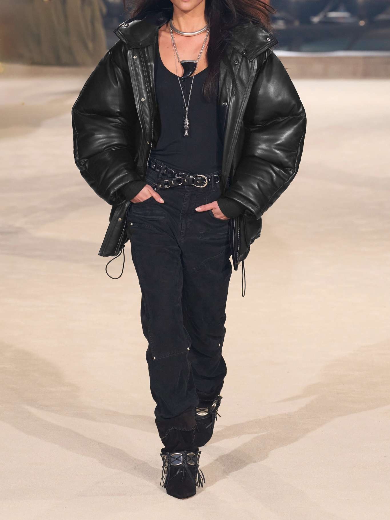 Kelori hooded padded quilted leather coat - 5