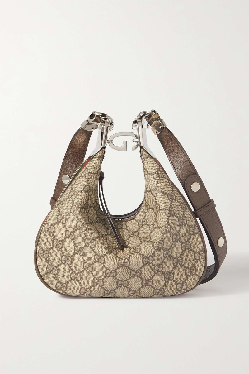Attache small leather-trimmed printed coated-canvas shoulder bag - 1
