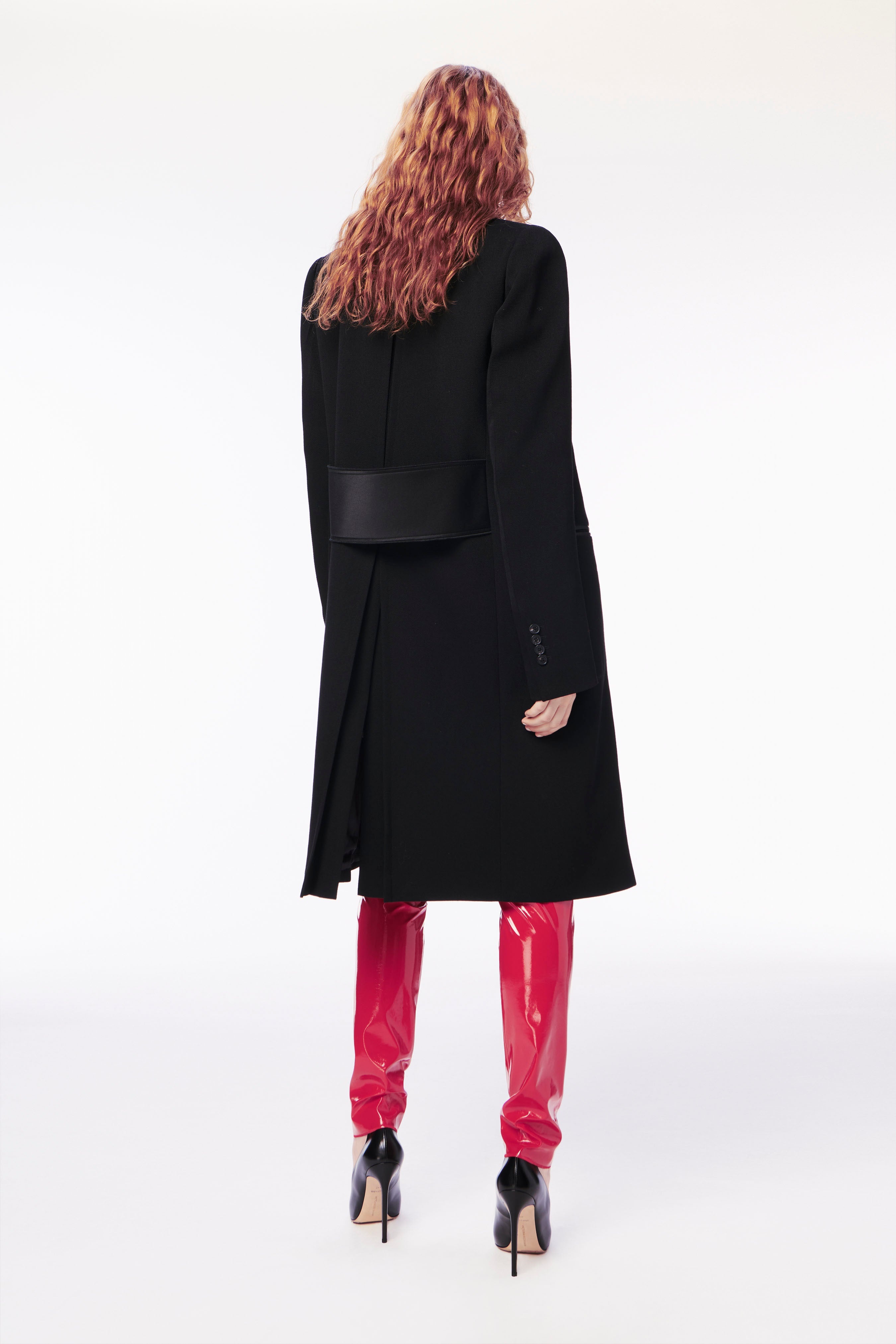 Double Breasted Tuxedo Coat in Black - 4