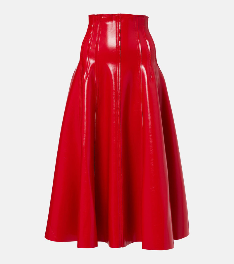 Pleated faux leather midi skirt 1