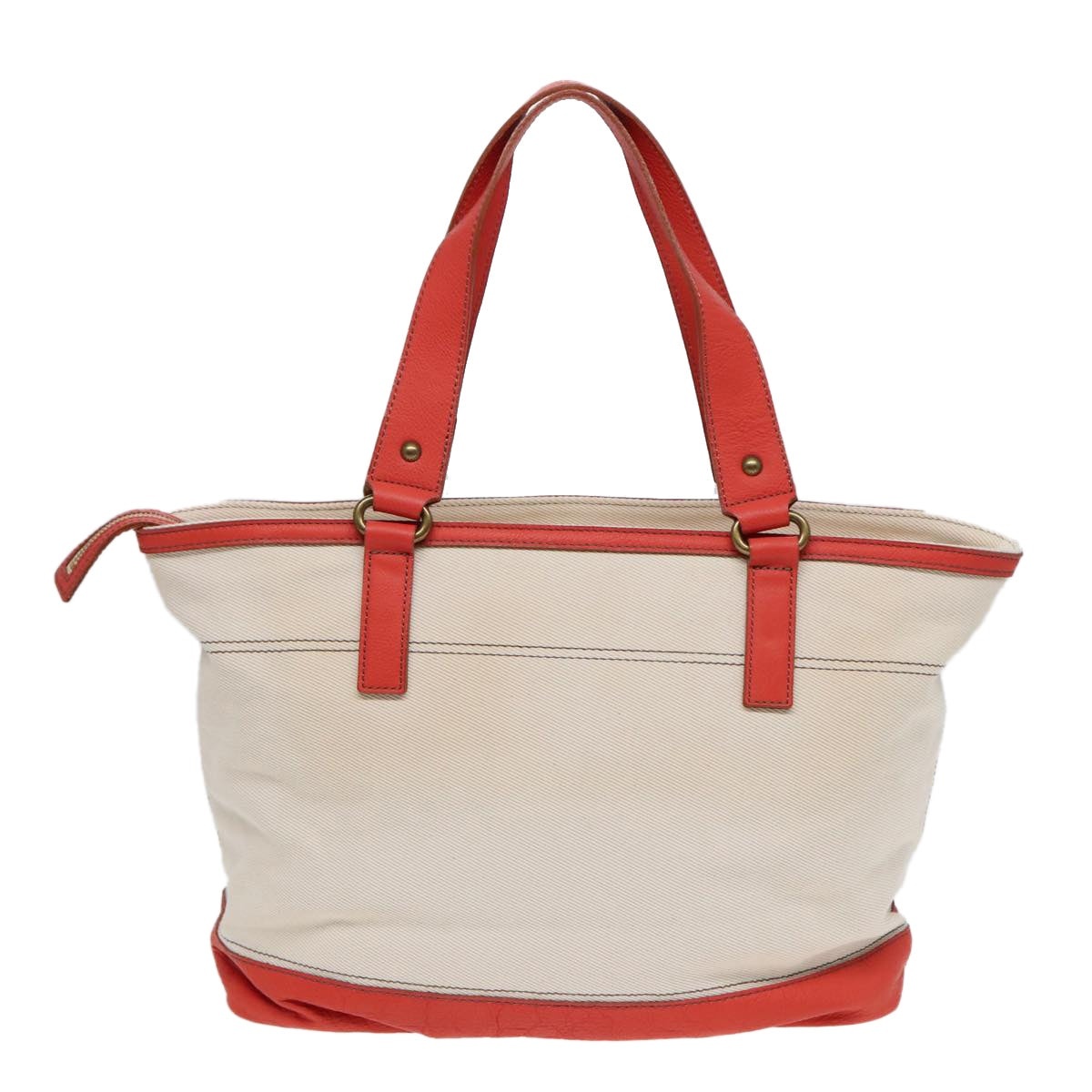 Burberry Blue Label Tote Bag Canvas White Orange - 2