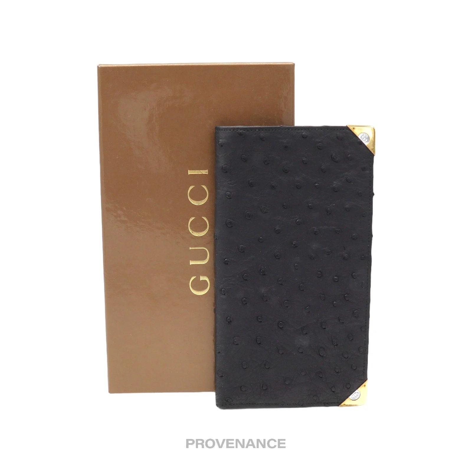 Gucci Long Wallet - Black Ostrich Leather - 1