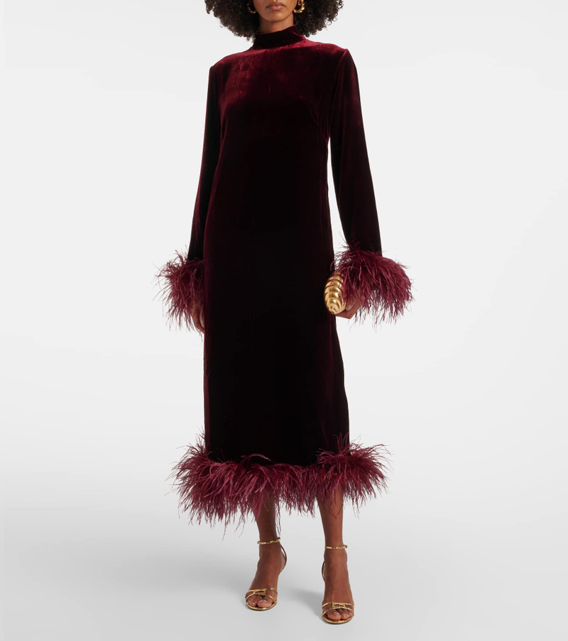 Taller Marmo Gina Venti feather-trimmed midi dress outlook