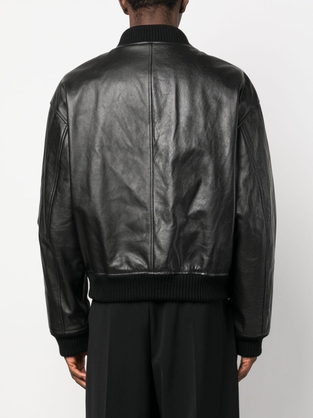leather zip-up bomber jacket - 4