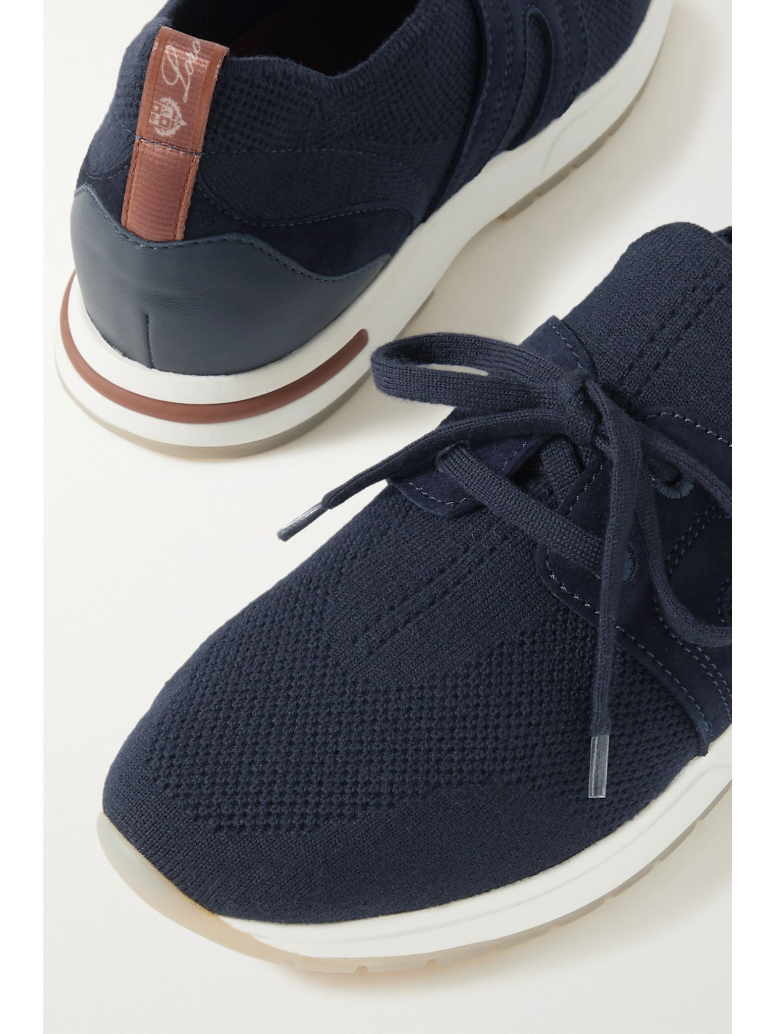 Flexy Lady wool, leather and suede sneakers Navy - 4