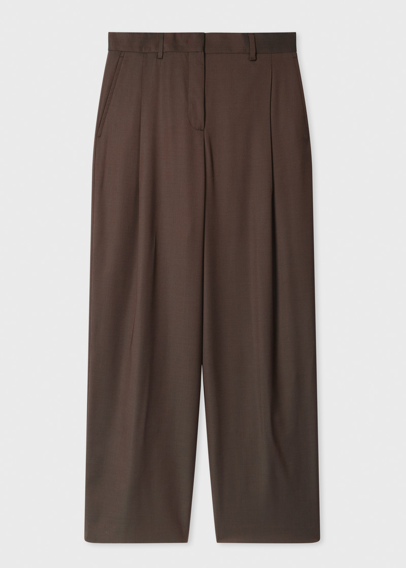 Women's Brown Tonic Wool Wide-Leg Trousers 1