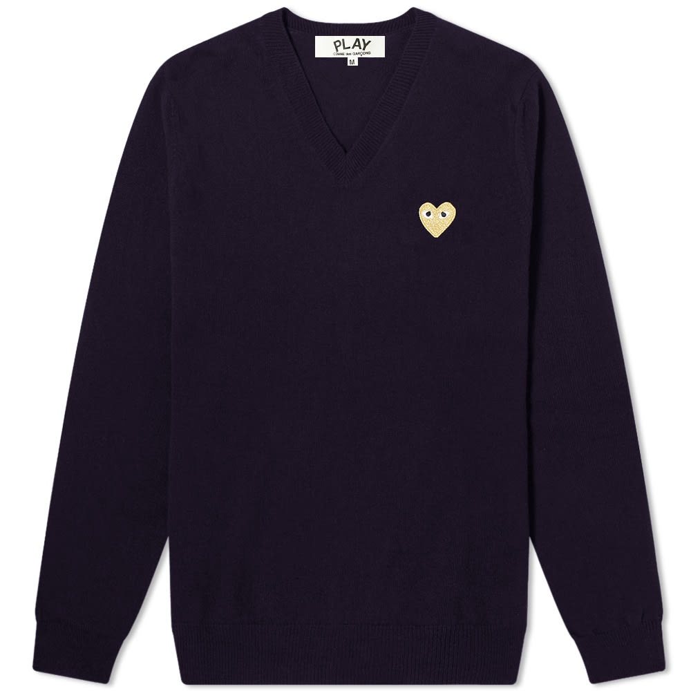 Comme des Garcons Play Gold Heart V-Neck Jumper - 1