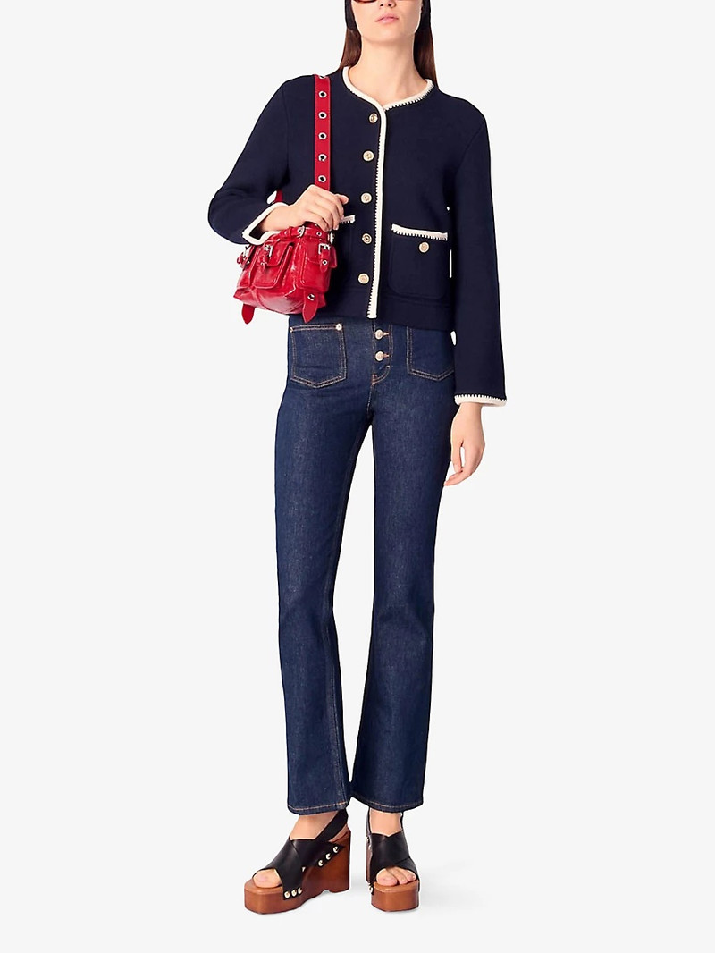 maje Contrast-Trim Wool-Blend Cardigan outlook