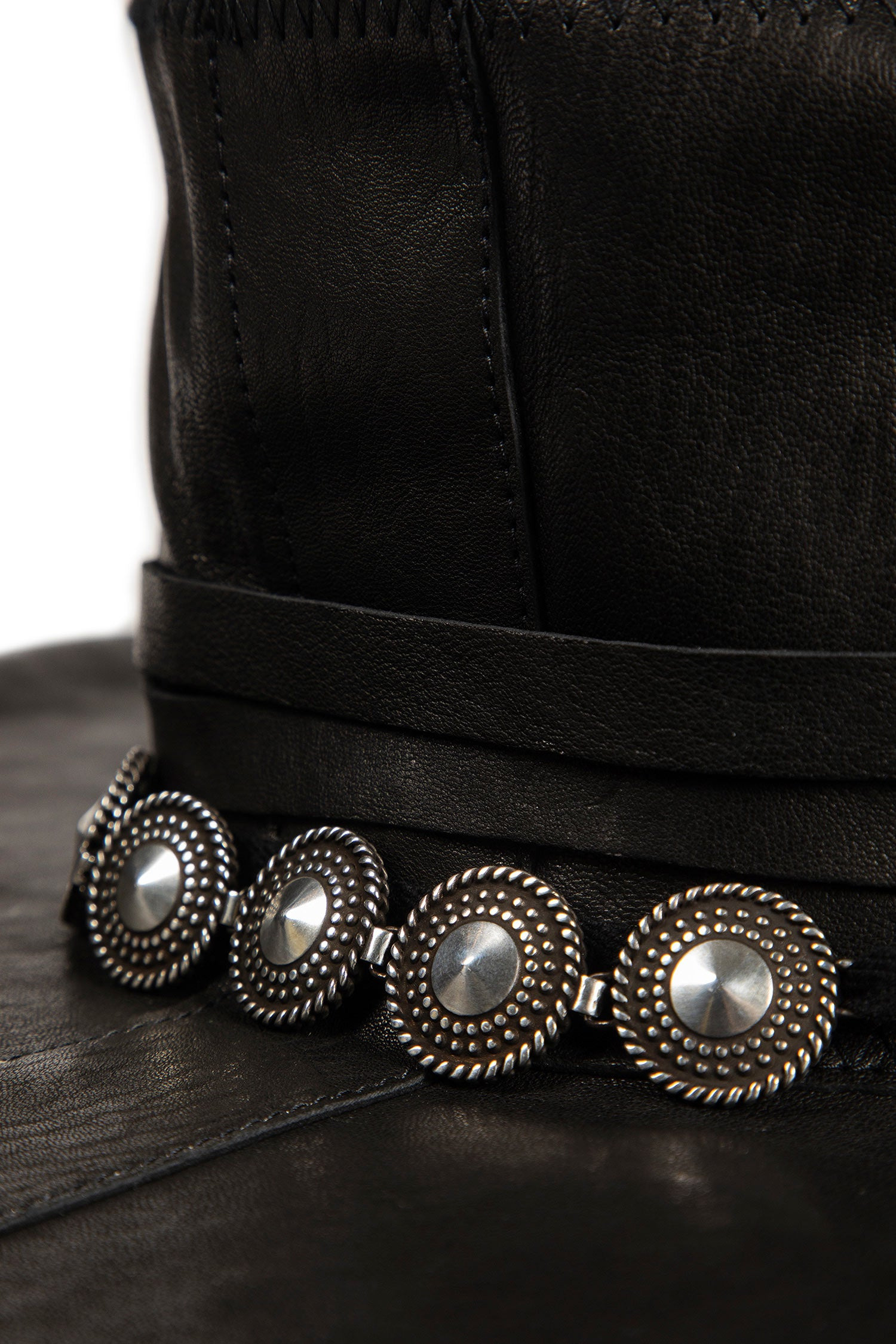 Tias Large Leather Hat With Studs - 3