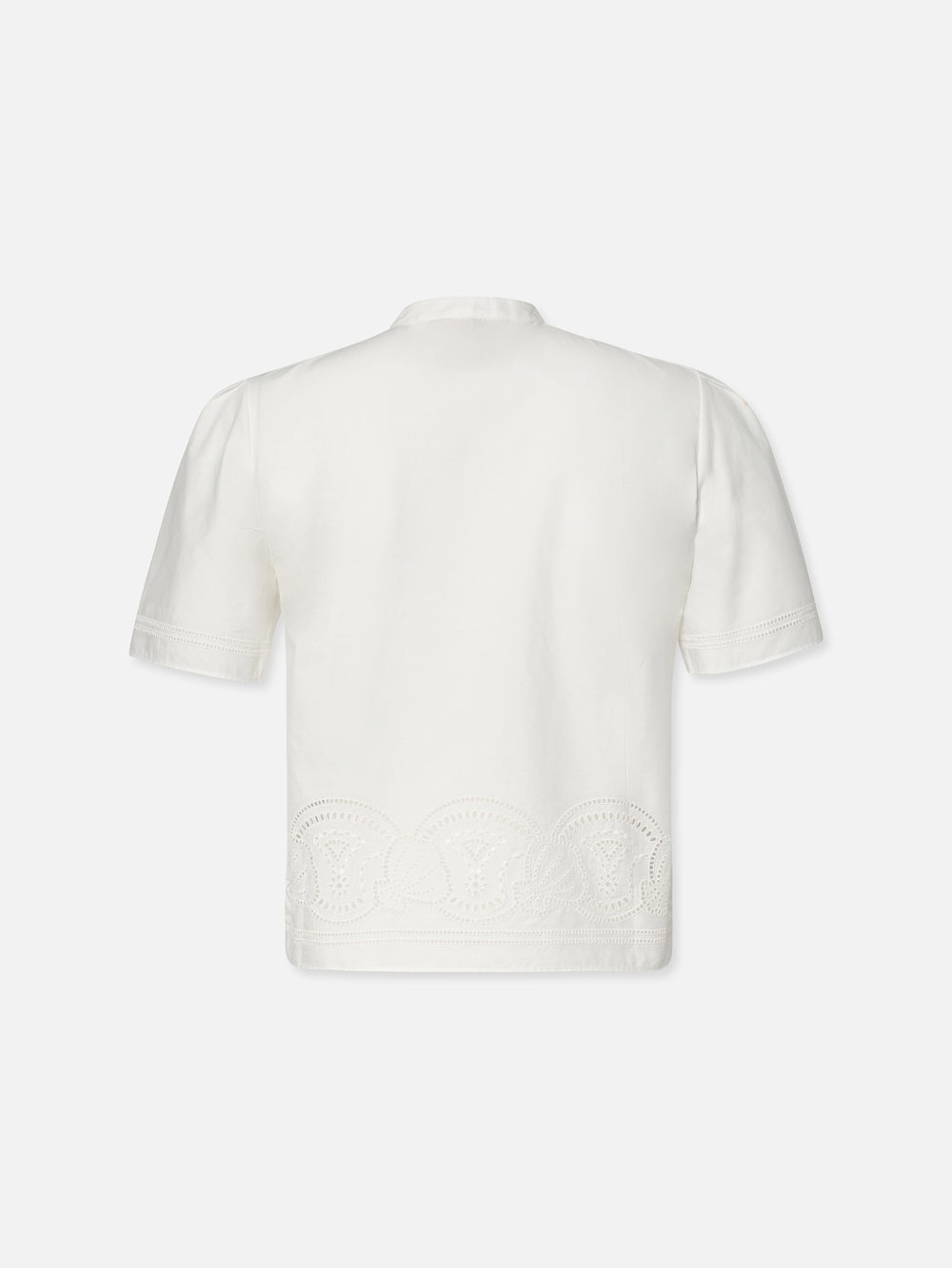Embroidered Short Sleeve Shirt in White - 4
