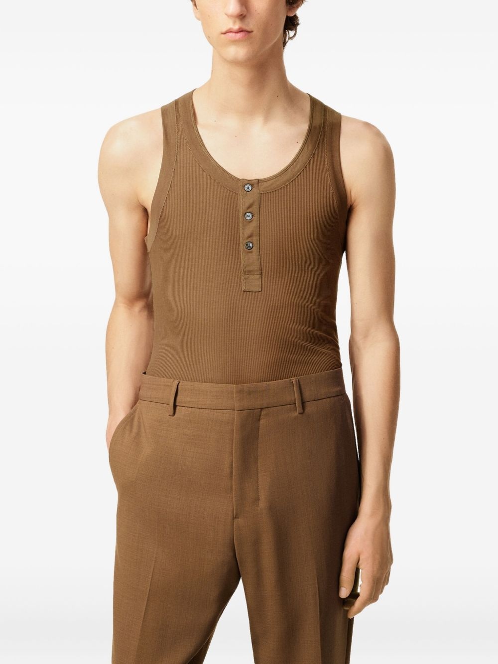 ribbed henley vest - 5