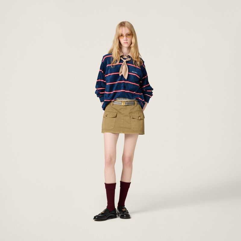Miu Miu Striped viscose polo shirt outlook