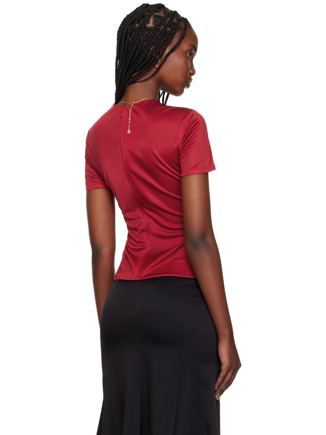 Red Safety Pin Gathered Top - 3