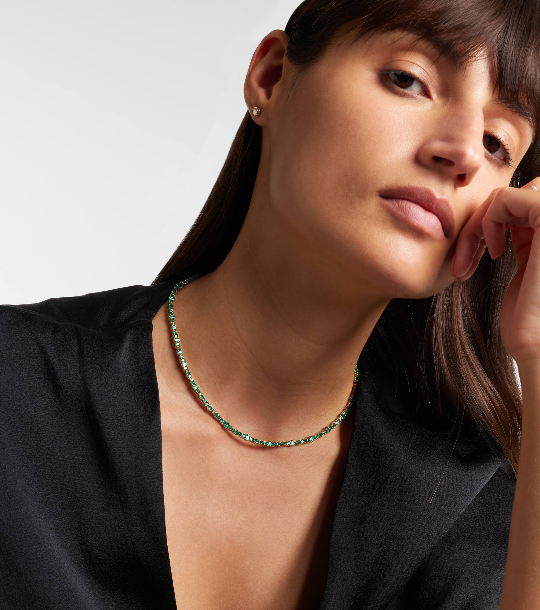 Rivulet 18kt gold necklace with emeralds - 2
