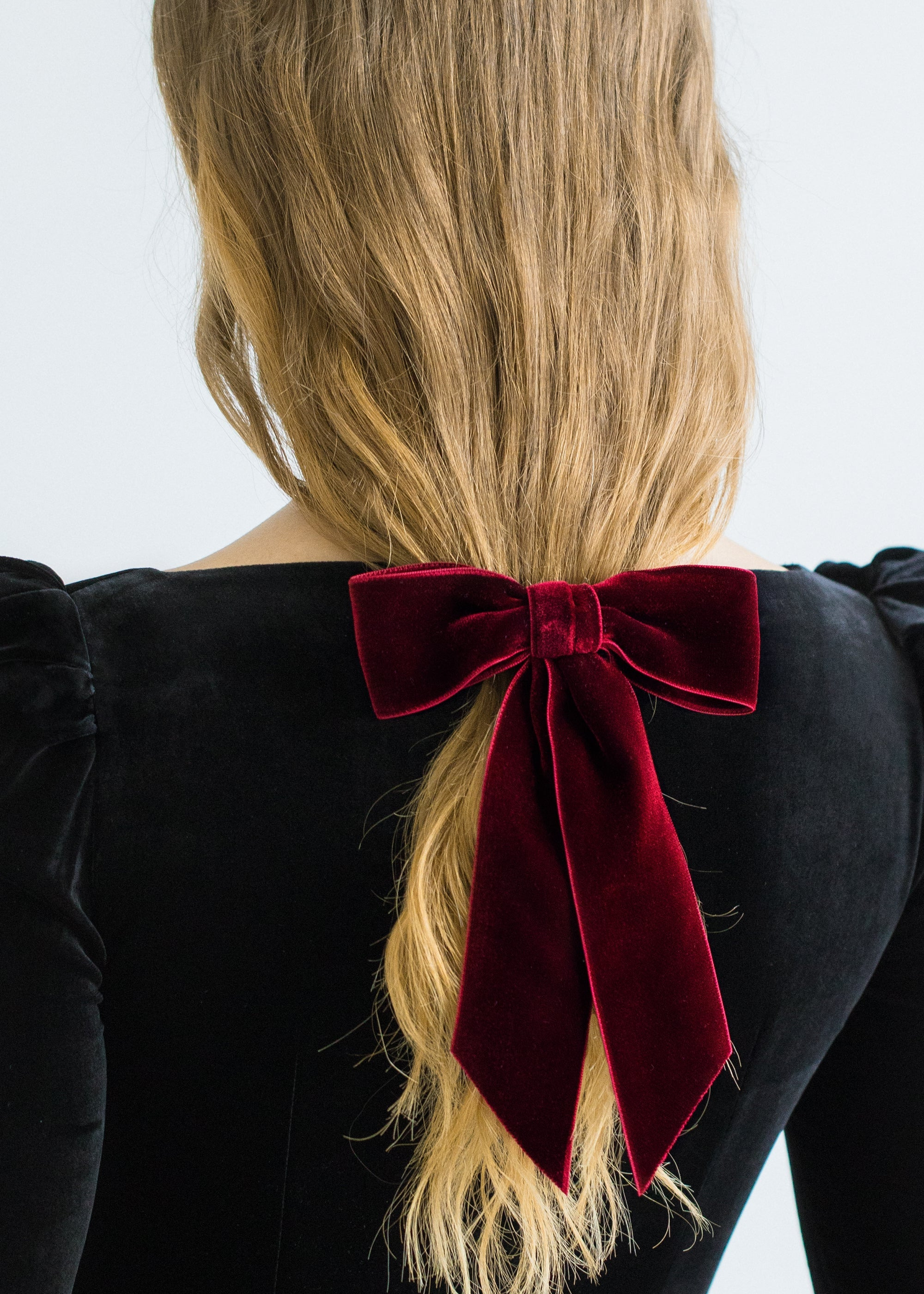 Wide Velvet Bow Barrette - 2